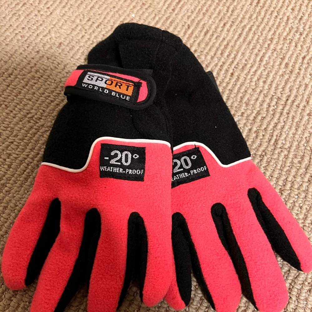 Sport World Blue Unisex Winter Fleece Gloves With Strap